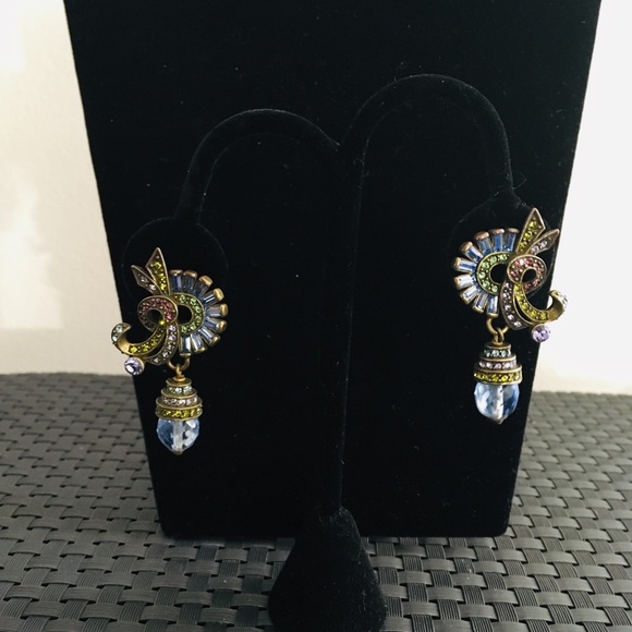 Heidi Daus Swarovski Aqua Dangling Pair